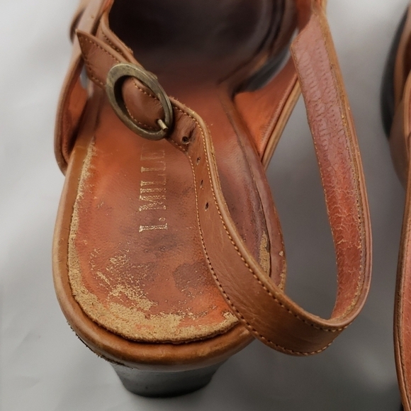 Vintage Leather Sandals Block Heel I.Miller Brown Small Platform In Box Good - Picture 9 of 12